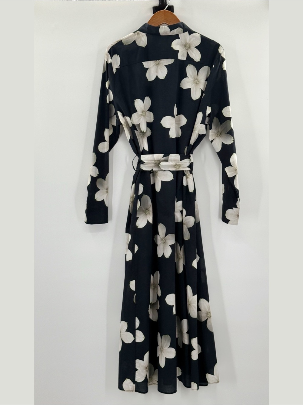Lauren Ralph Lauren XL Floral Maxi Shirt Dress Cover Up Black White 100% Cotton - Picture 8 of 14